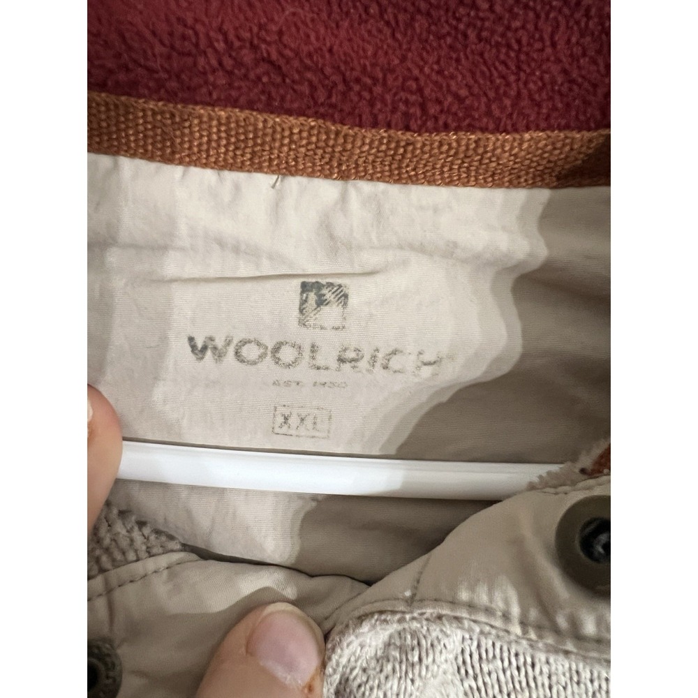 Woolrich Fleece Pullover Mens XXL Beige Heathered 1/4 Snap Mock Neck Sweater - Picture 3 of 4